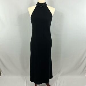Ralph Lauren Black Dress With Beaded Collar Size 8